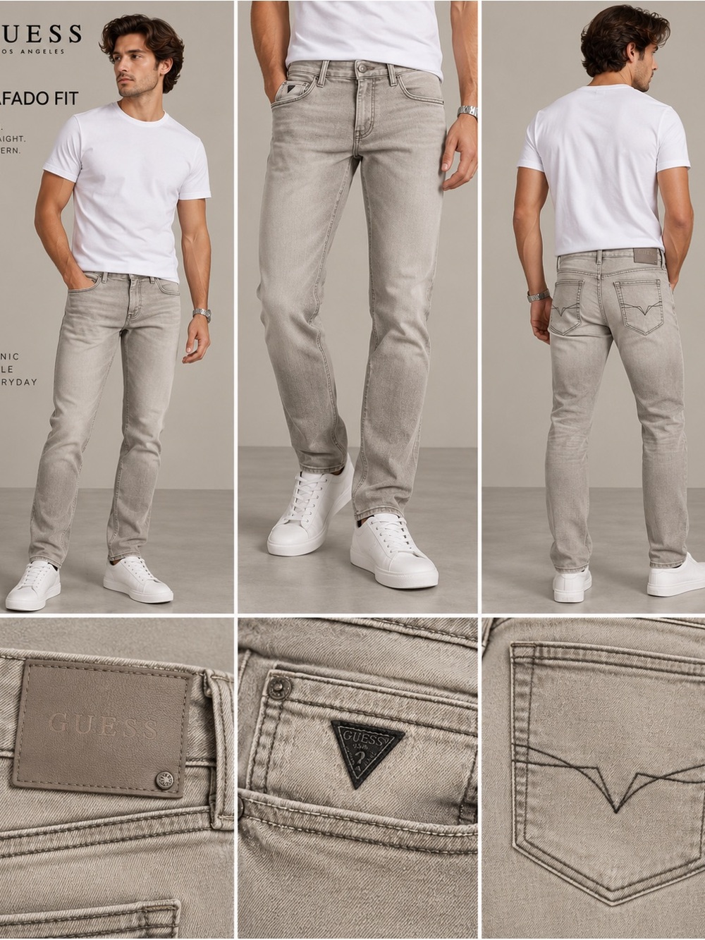 Mens Slim Fit Guess Light Gray Jeans 33x30